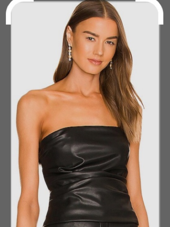 NBD Tops - NBD Darby BUSTIER strapless top black faux leather REVOLVE SMALL